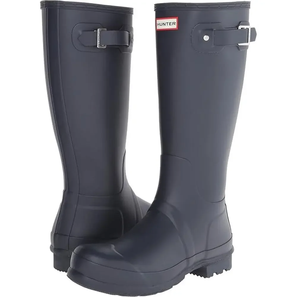Hunter Original Tall Rain Boots Navy Rubber Wellington Men's 9 Women's 10 NIB